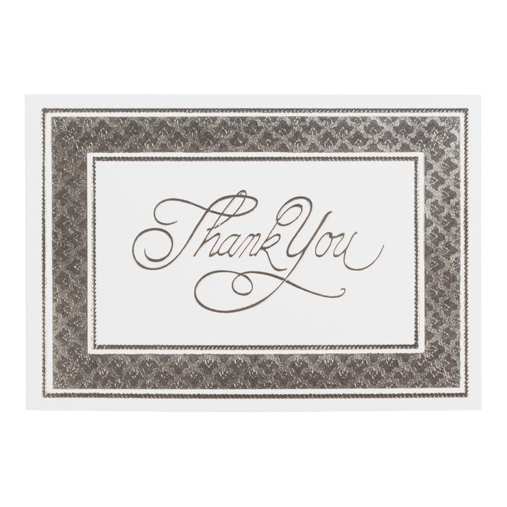 JAM Paper Silver Border Thank You Cards & Envelopes, 25ct.